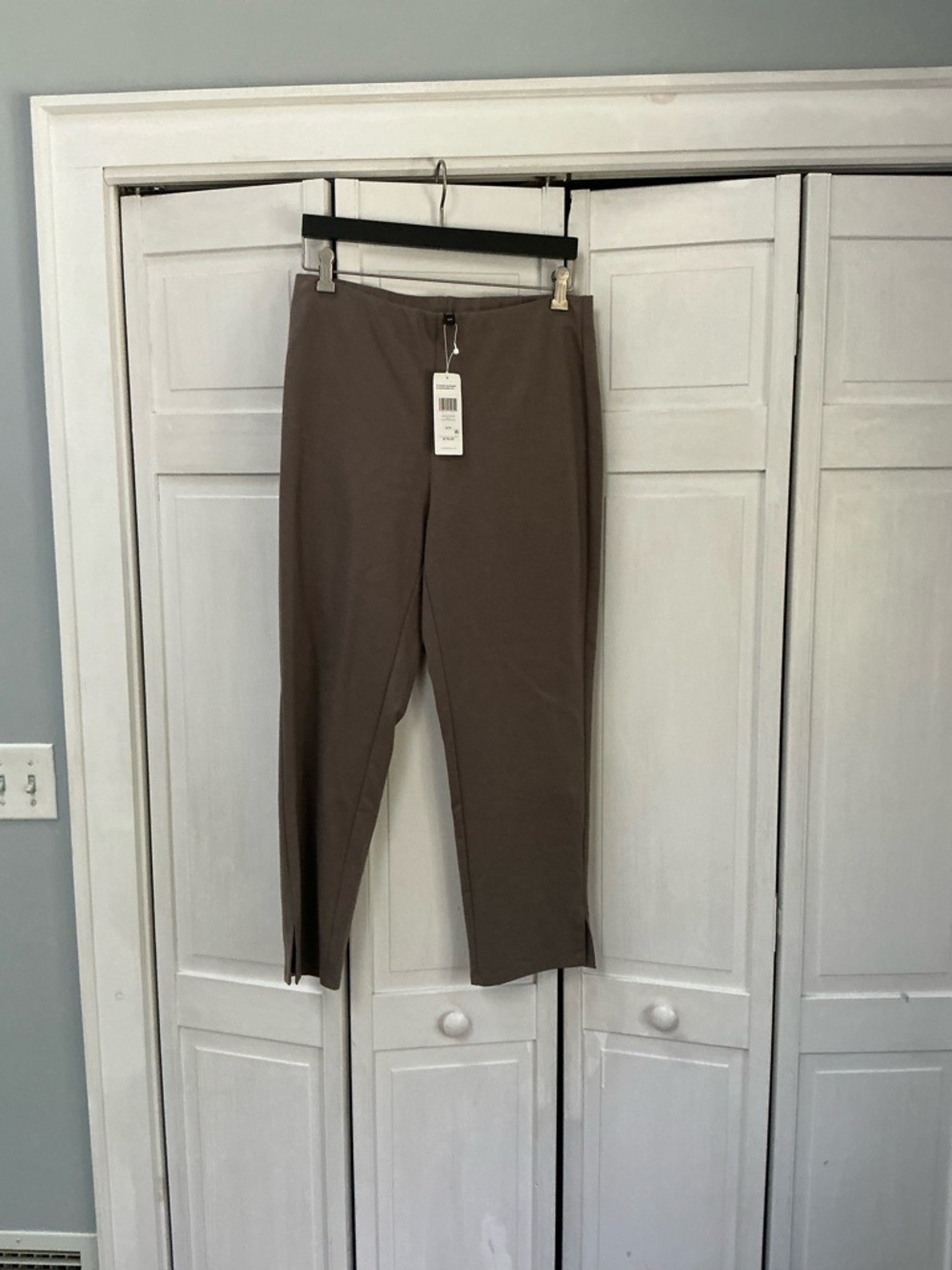 Eileen Fisher NWT Straight Taupe Cotton mix Pant